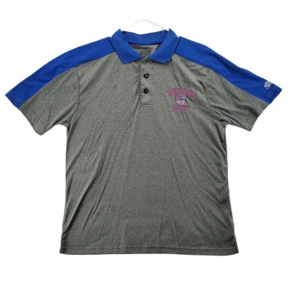 MLB CHICAGO CUBS Shirt Men’s Short Sleeve Embroidered Polo Grey Large - Picture 1 of 8